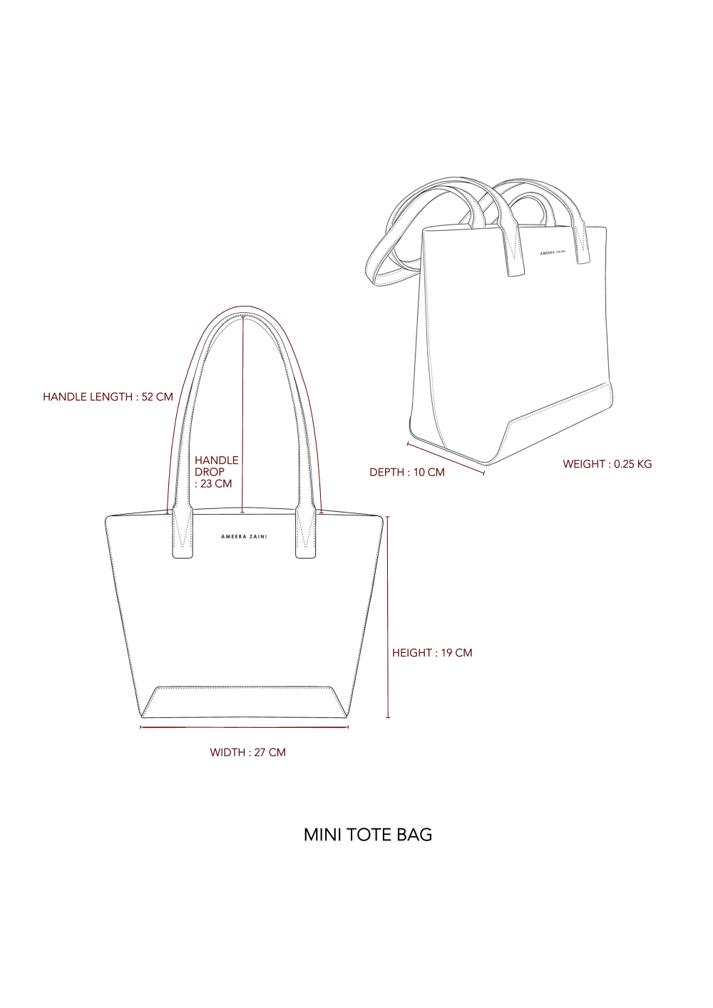 MULA MINI TOTE BAG BURGUNDY