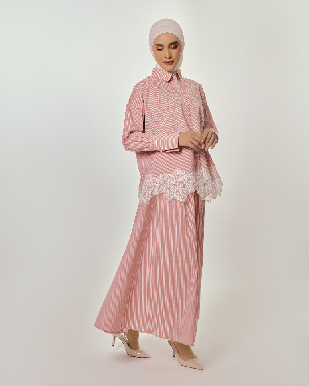 THE APRIL STRIPE SET CLOUDY PINK