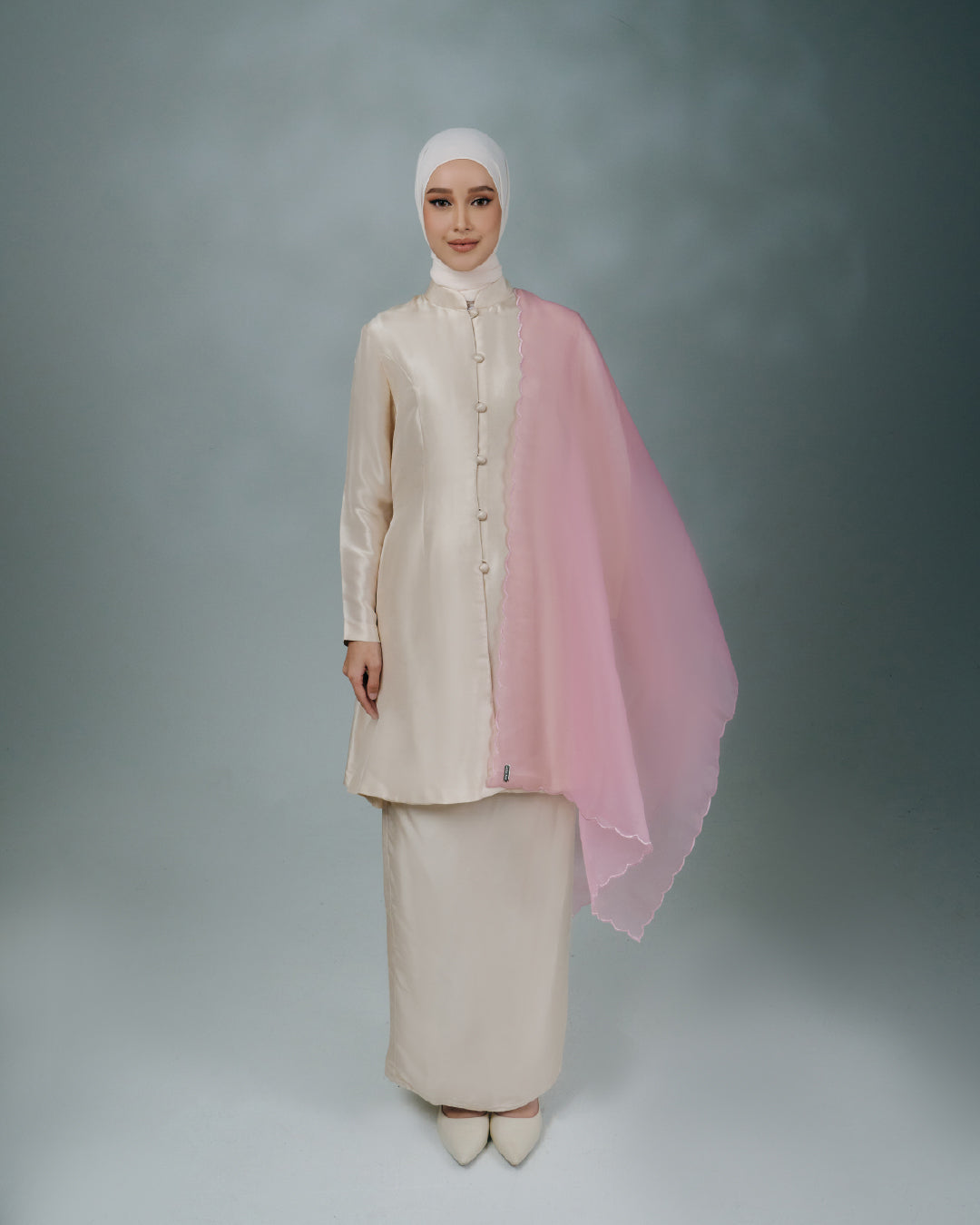 AZ MELATI ORGANZA SHAWL DUSTY PINK