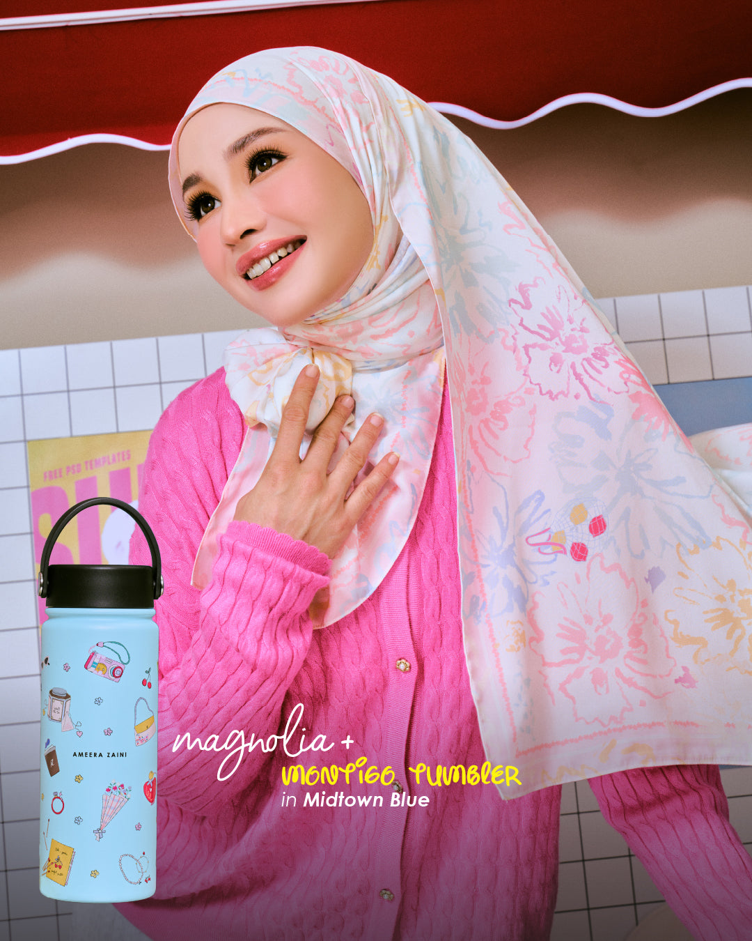 AZ GIRL CRUSH SHAWL MAGNOLIA & MONTIGO TUMBLER MIDTOWN BLUE (18oz) [COMBO]